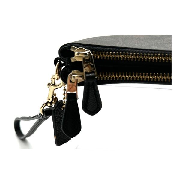 Coach Double Zip Wallet In Signature Canvas, Wristlet - Picture 6 of 13